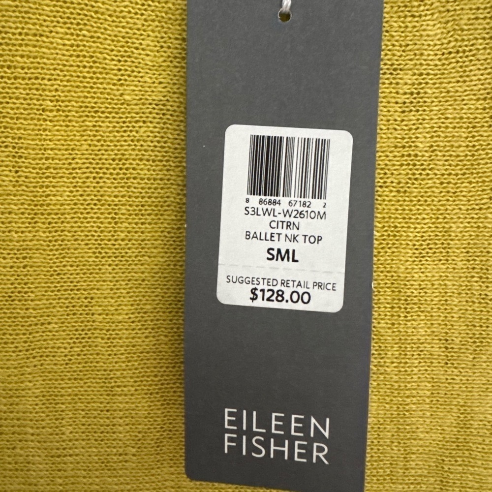Eileen Fisher NWT organic linen jersey bateau neck tunic top in yellow. size S - Picture 6 of 6